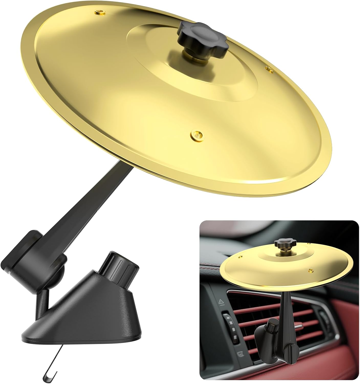 Car Cymbal Air Vent, Mini Car Crash Cymbals, Add Fun to Your Drive with Car Drum | A Great Gift For Drummers And Music Lovers | All Vehicle Types (Gold, 5.5 Inch) Gold 5.5 Inch - Image 1 of 6