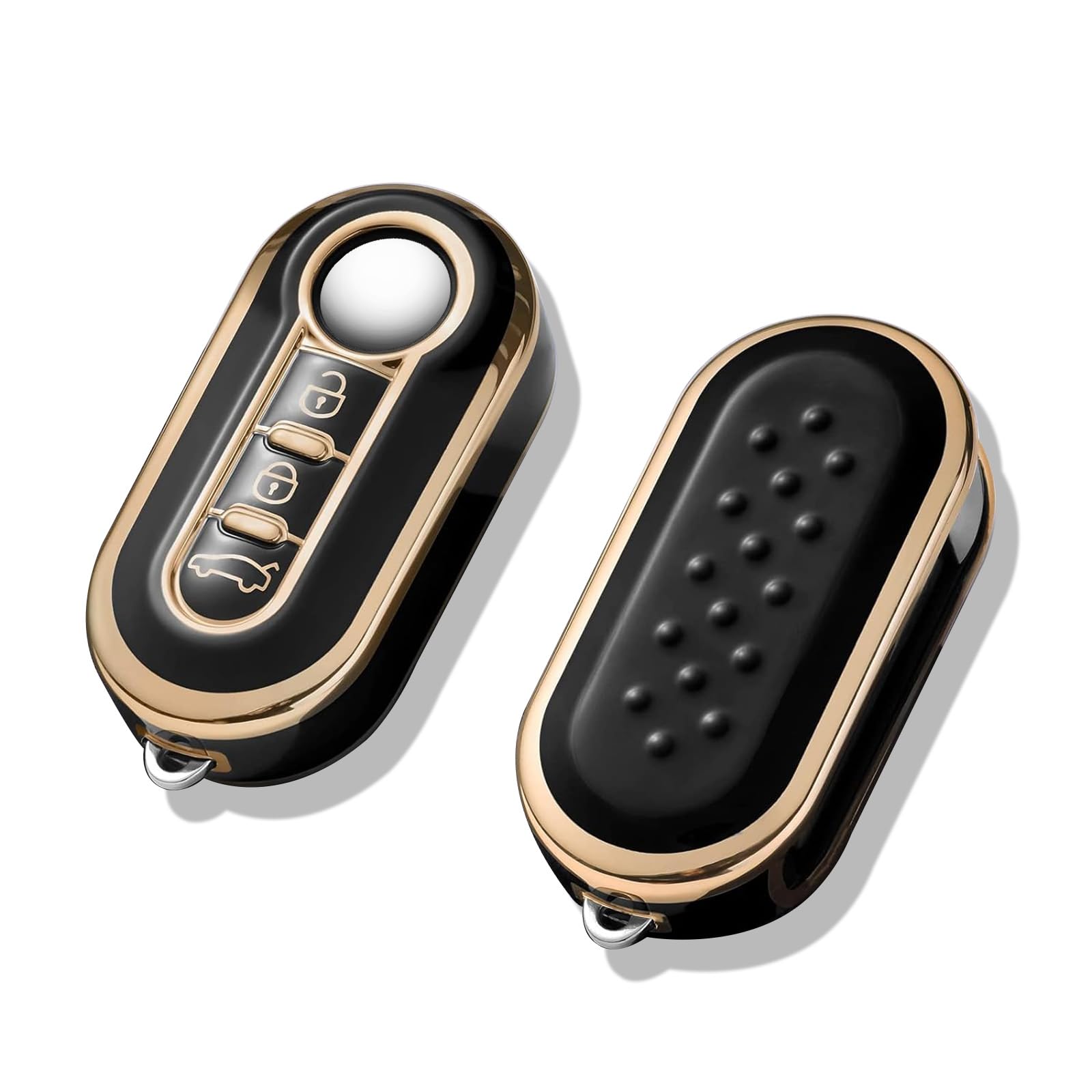 Xdealcozyxc Black Tpu Car Key Covers Compatible With Fiat 500C 500X Fiorino Fiorino Punto Grande Brava Bravo Doblo Panda Palio Scudo Sedici Qubo Stilo 500L