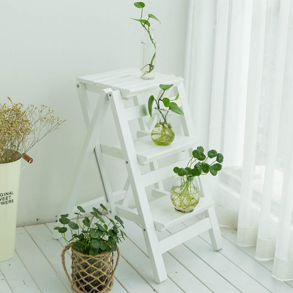 Tabouret multifonction en bois massif avec support plante pour interieur créatif