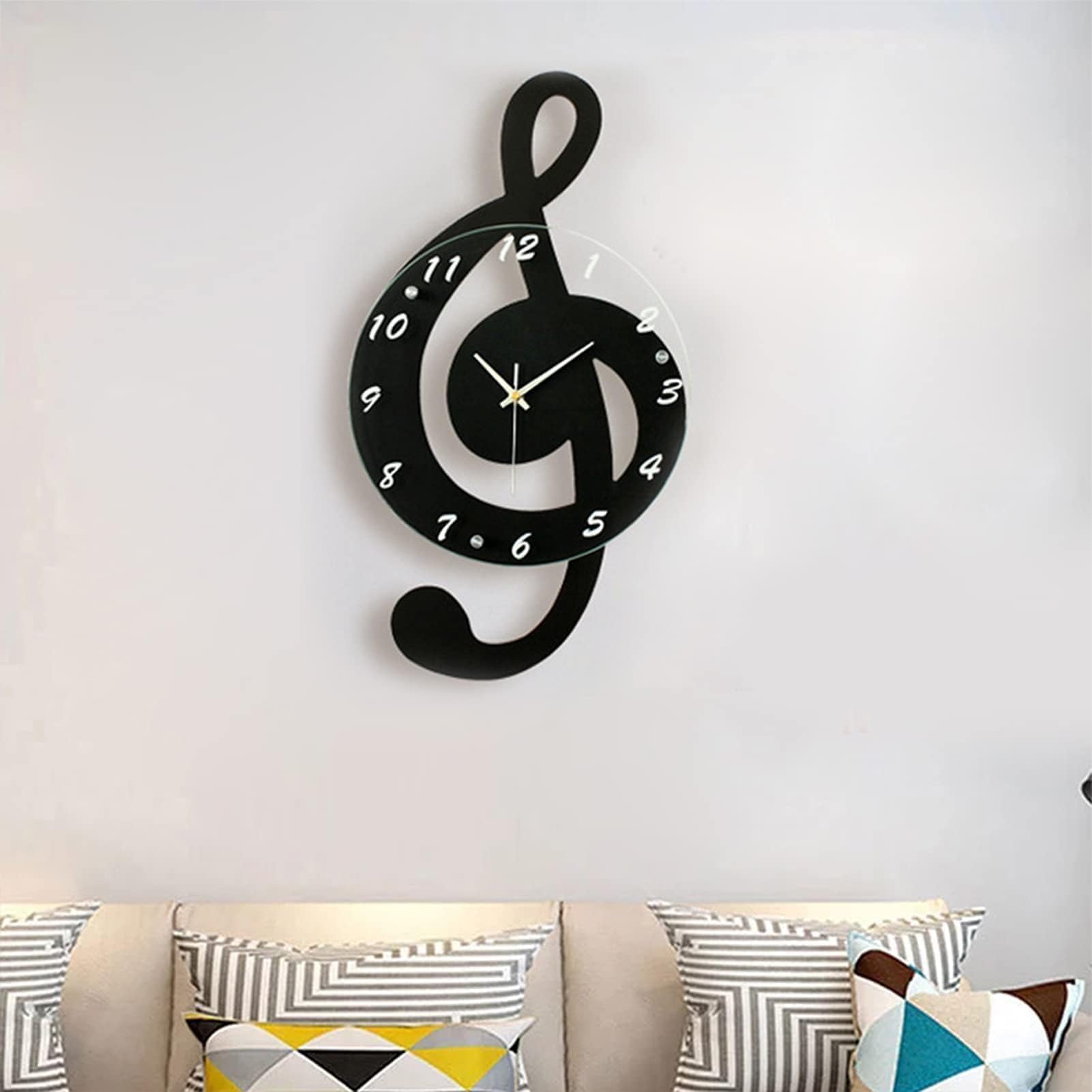 Horloge Murale Électronique Note Musique Innovante, Horloge à Quartz Silencieuse, Décoration de Maison