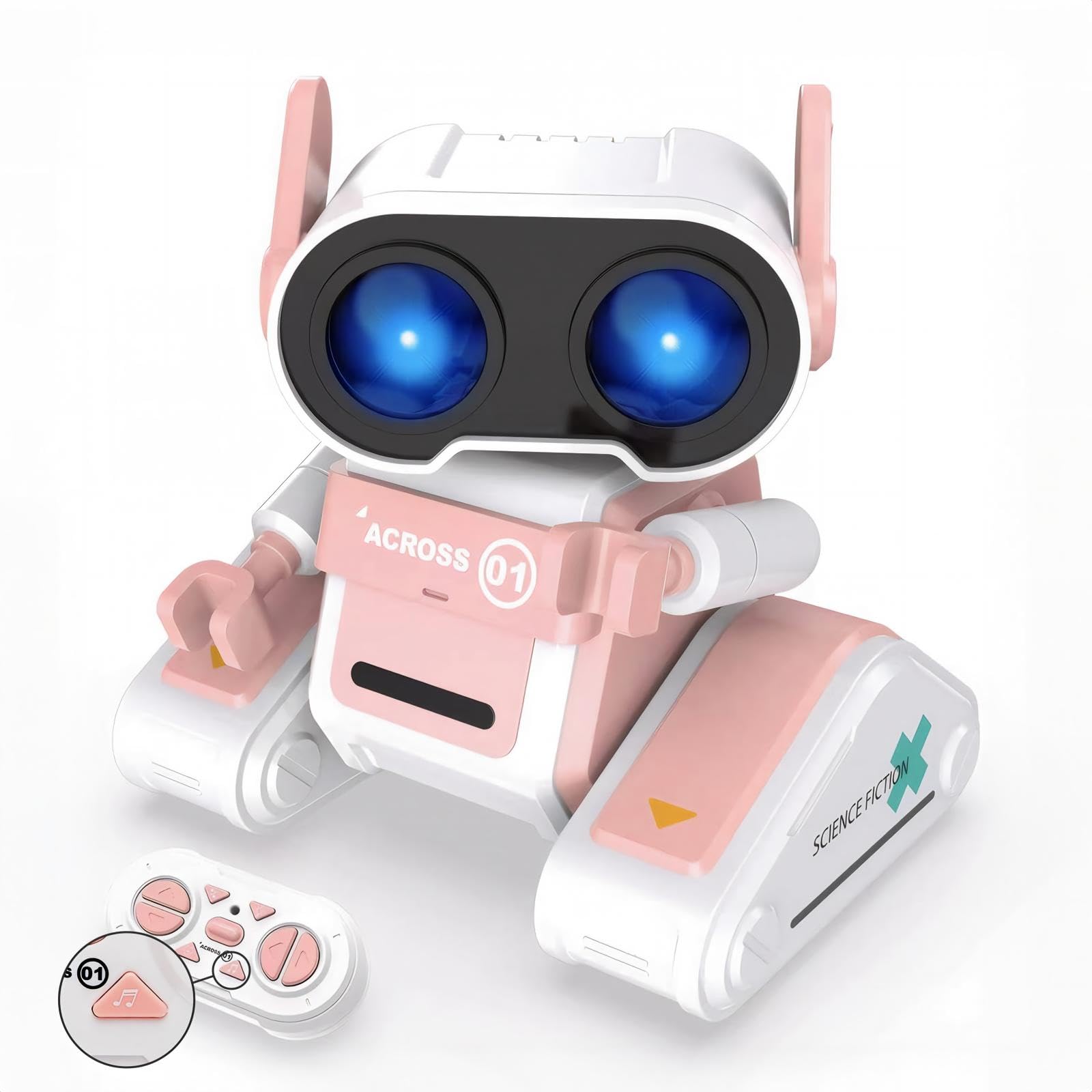 Warmiehomy Robot Toy for Kids, Intelligent Robots with LED Eyes, Flexible Head & Arms, Dance Moves and Music - Children's Toys for 5 6 7 8-12 Year Old Birthday Gift, Pink