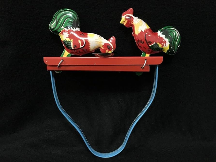 WIND UP TOY ブリキ製ニワトリ＆餌を食べる仲良しニワトリ Amazon.co.jp: デッドストック ブリキ 餌を啄む ニワトリ 玩具