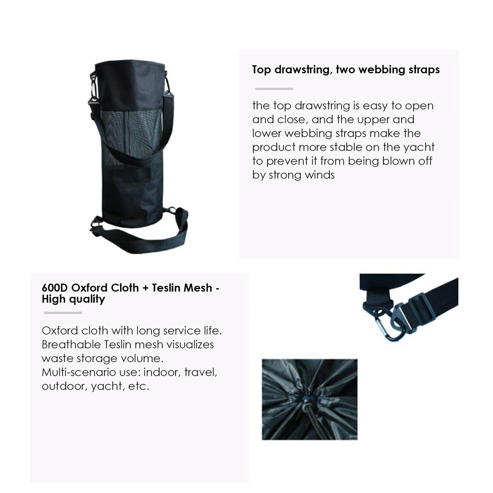 Cestino Portatile Per Barche - Impermeabile, Pieghevole - Per Rifiuti E Bevande - Tessuto Oxford 600D Resistente