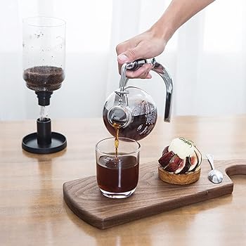 TAMUME 5 Tazas Cafetera Sifón Fabricante Aspiradora Cafetera para la Elaboración de la Cerveza Café y Té con la Manija Extendida(5 tazas)5