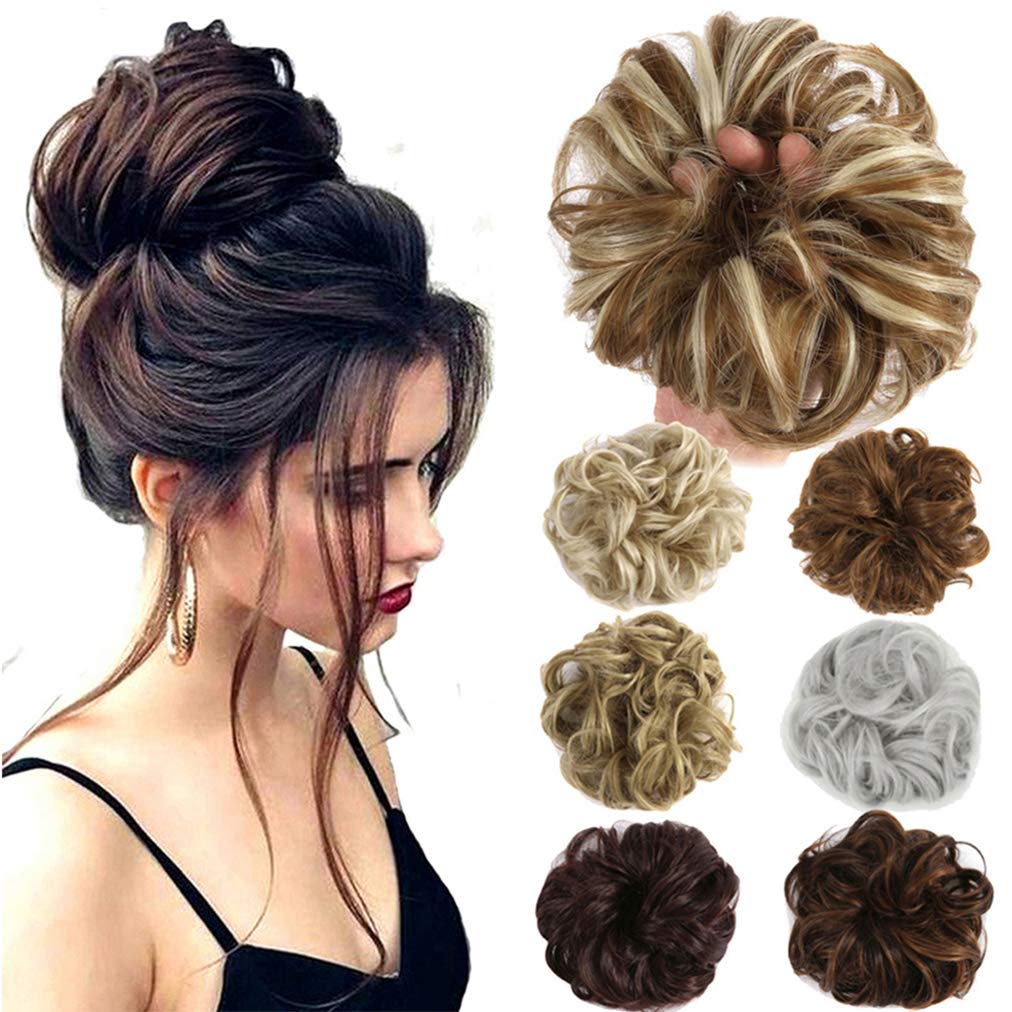 Hair Bun Extensions Wavy Curly Messy Donut Chignons Hair Piece Wig Hairpiece