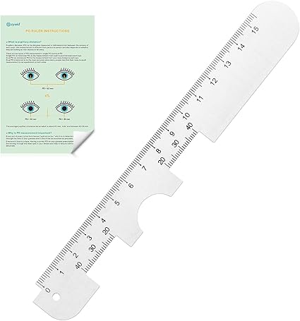 ezyaid premium pd ruler with instructions pupillary distance ruler metal for ordering glasses online pupil measurement tool for measuring optical single pd or dual pd include eye care tips amazon ca industrial