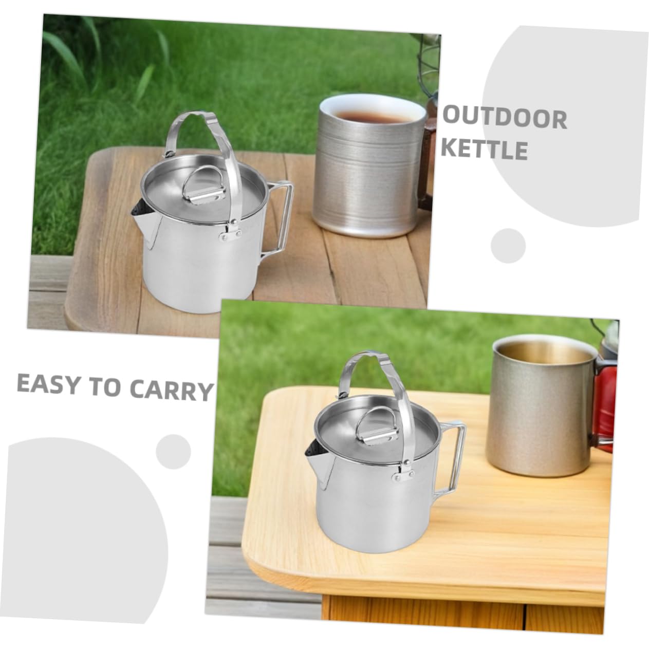 Kisangel Hervidor de Agua Portátil de Acero Inoxidable de Exteriores para Camping Senderismo y Picnics Rápido para Hervir Agua
