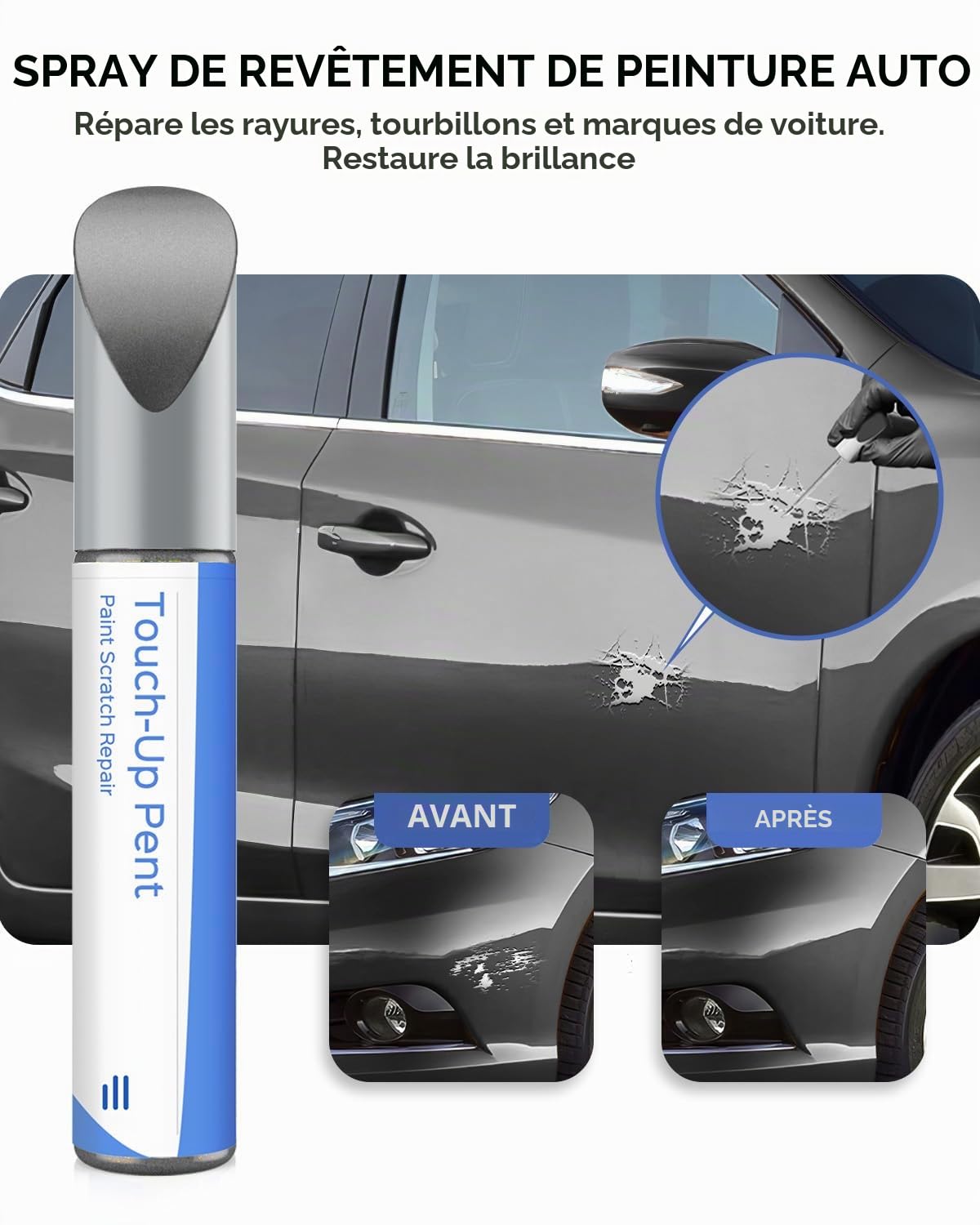 KAD Gun Stylo de retouche métallisé pour Nissan – Correspondance exacte pour éclats et Rayures