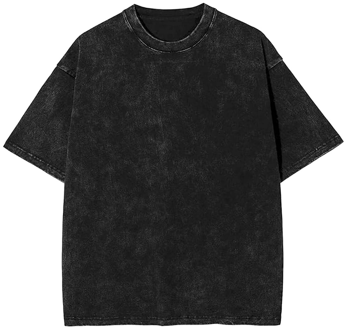 Men's Oversized T Shirt Men Vintage Y2k Top Acid Washed Short Sleeve Tee Shirts Streetwear Loose Casual