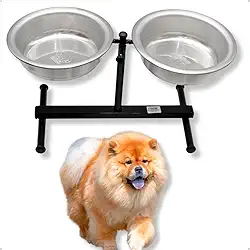 Comedouro Duplo Regulável Grande Preto 2000ml Alto Pote Ajustável Elevado Para Cachorro