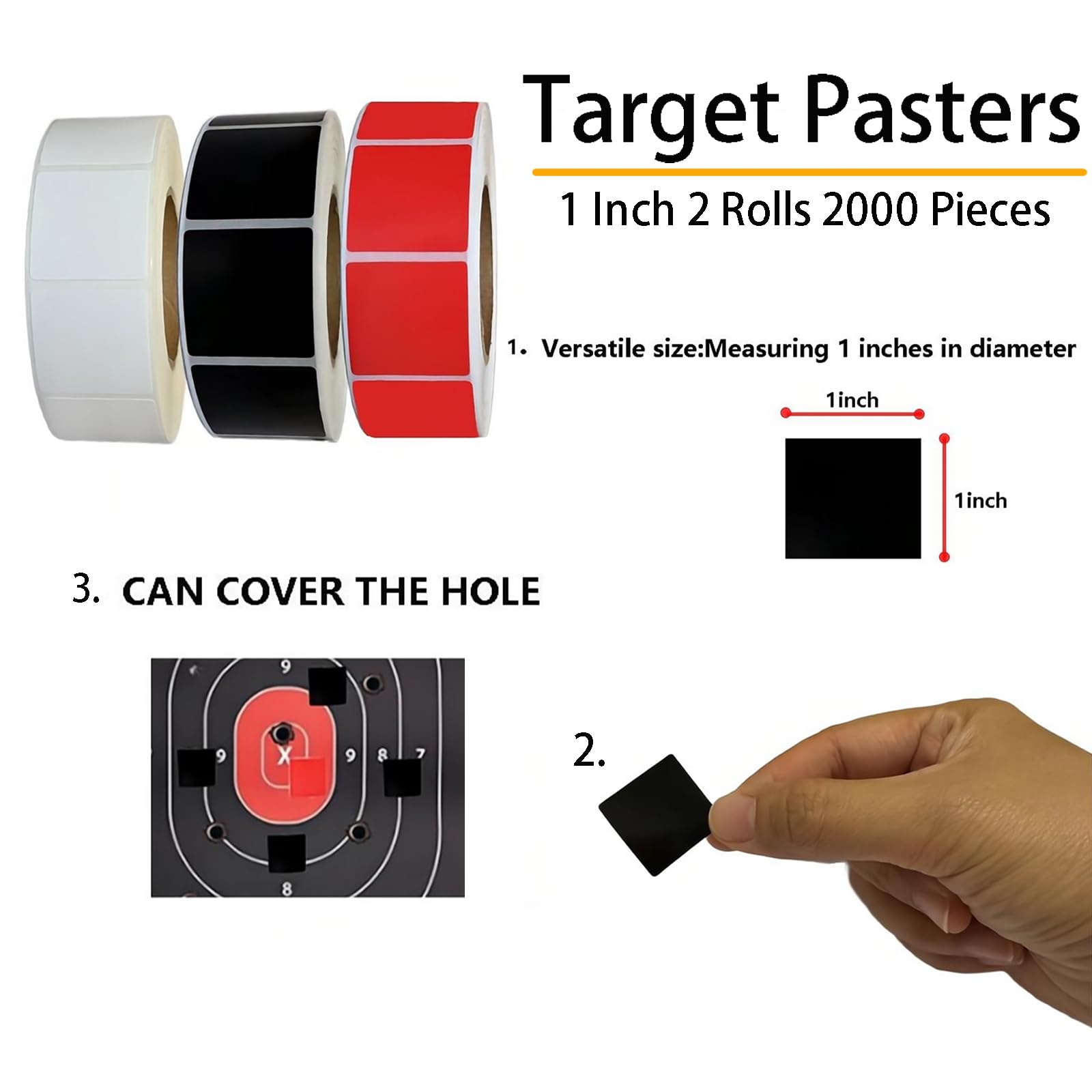 Chardime Target Pasters 1 Inch 2 Rolls 2000 Pieces-Target Stickers for Shooting Range?Target Pasters for Shooting(White)