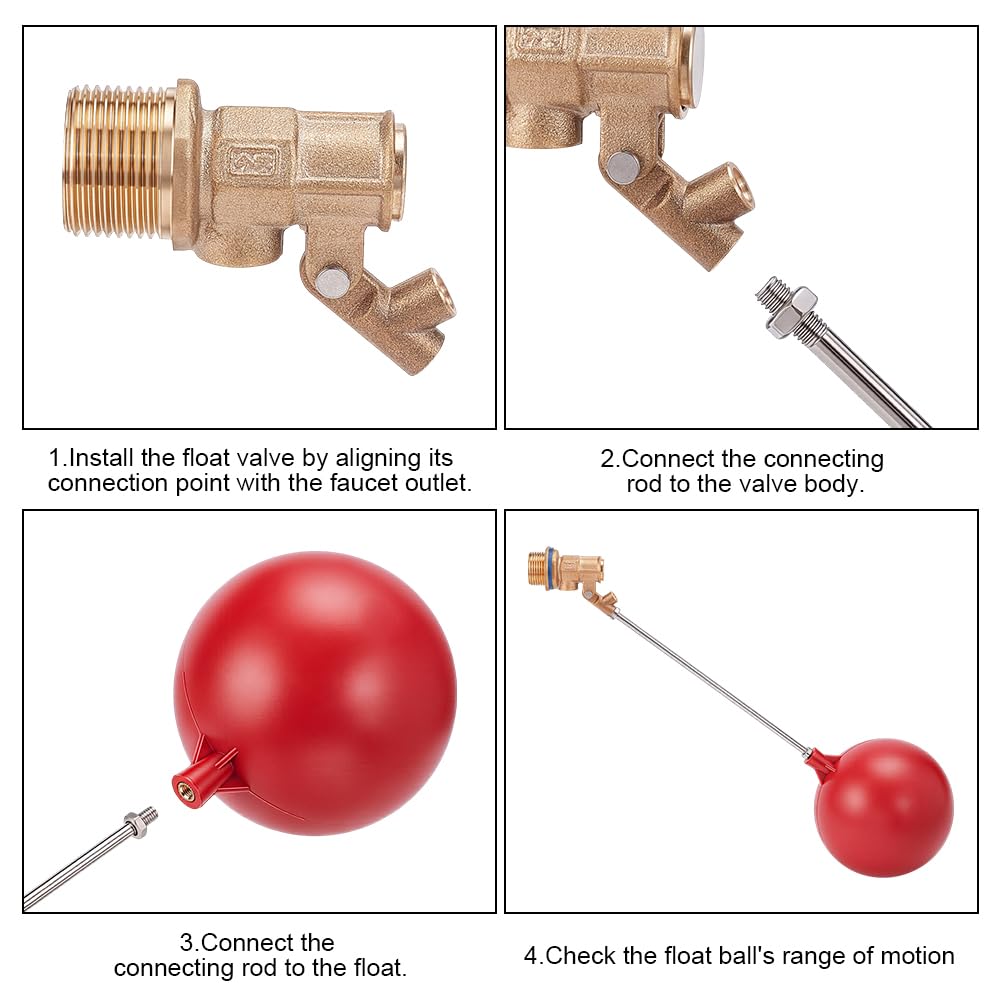 Confezione da 2 valvole a galleggiante rosse per tubi dell'acqua, regolazione automatica del livello dell'acqua per serbatoi d'acqua