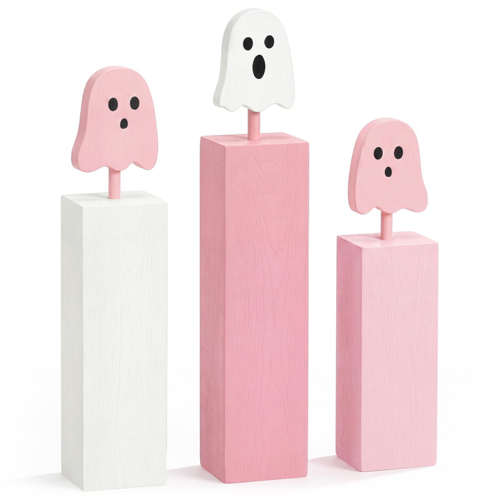 Redbaker 3 Pcs Pink Ghost Halloween Decoration, Pastel Halloween Room Decor