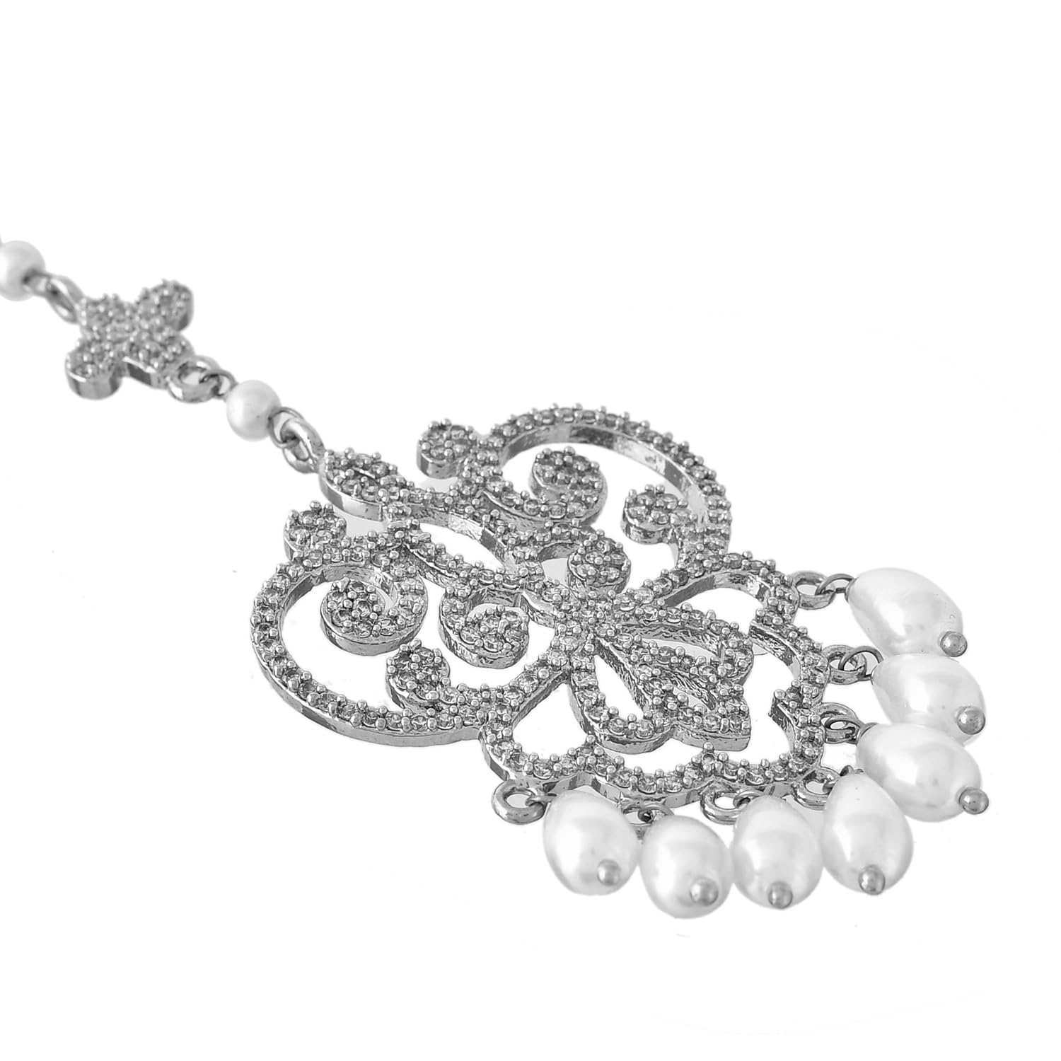 Royal Romance Valentine Statement Maangtika|Matha patti Maang Tika For Women|Women Maang Tika|Gift For Women|American Diamond|Wedding|Cocktail|Love|Heart|Party|Valentine Gift-image-48