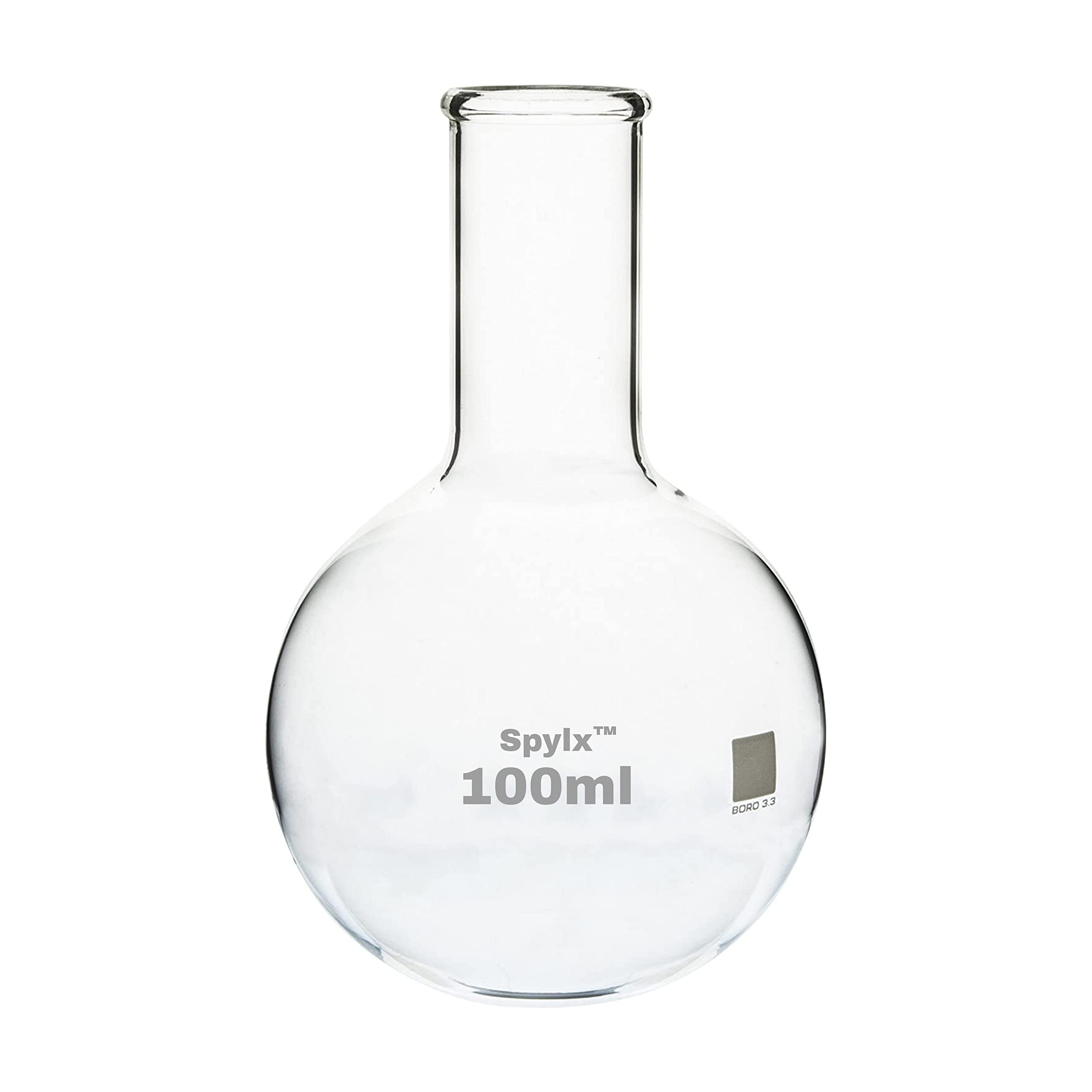 Long Neck Round Bottom Boiling Flask - Made of Heavy Borosilicate Glass 100 ml