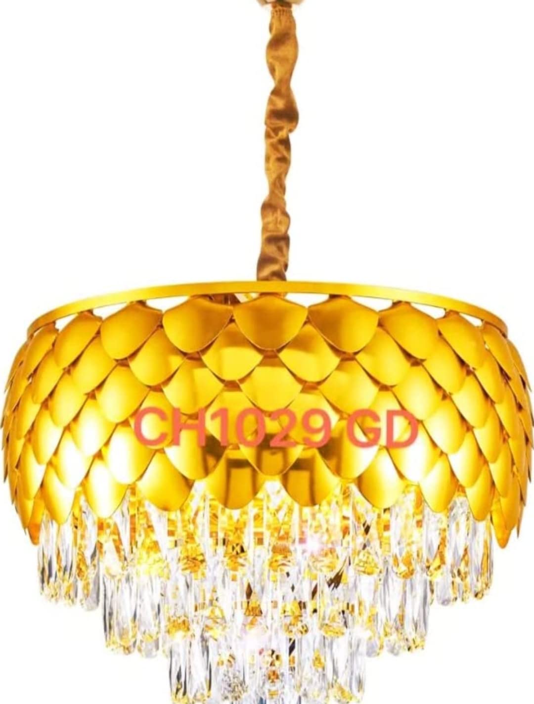 Brontes ORAB Metal and K9 Crystal Golden Finish Exqusite Design Chandelier/Jhumar for Home and Office ; Pack of 1 Jhumar (Golden_L20-400mm) 1
