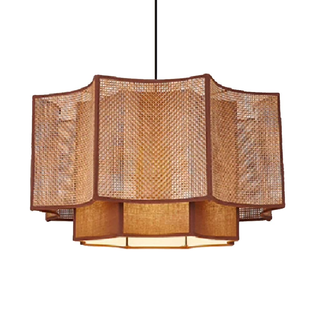 LQZCXMF 19.7 Inch Rattan Pendant Light Hemp Rope Rattan Woven Pendant Natural Wicker Chandelier Elegant Handmade Pendants Design E26 Socket for Restaurant Bedroom Living Room Chandeliers 1-Pack