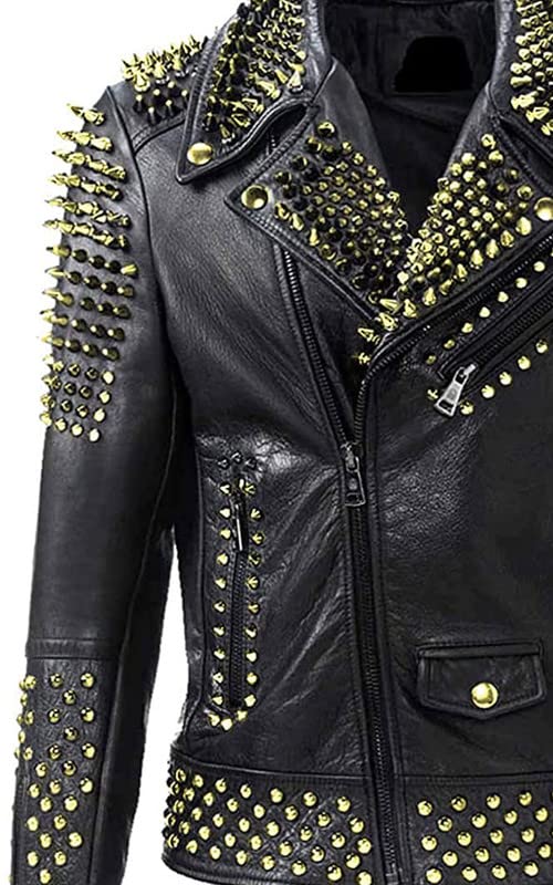 SpazeUp black jacket with spikes mens punk rock jackets