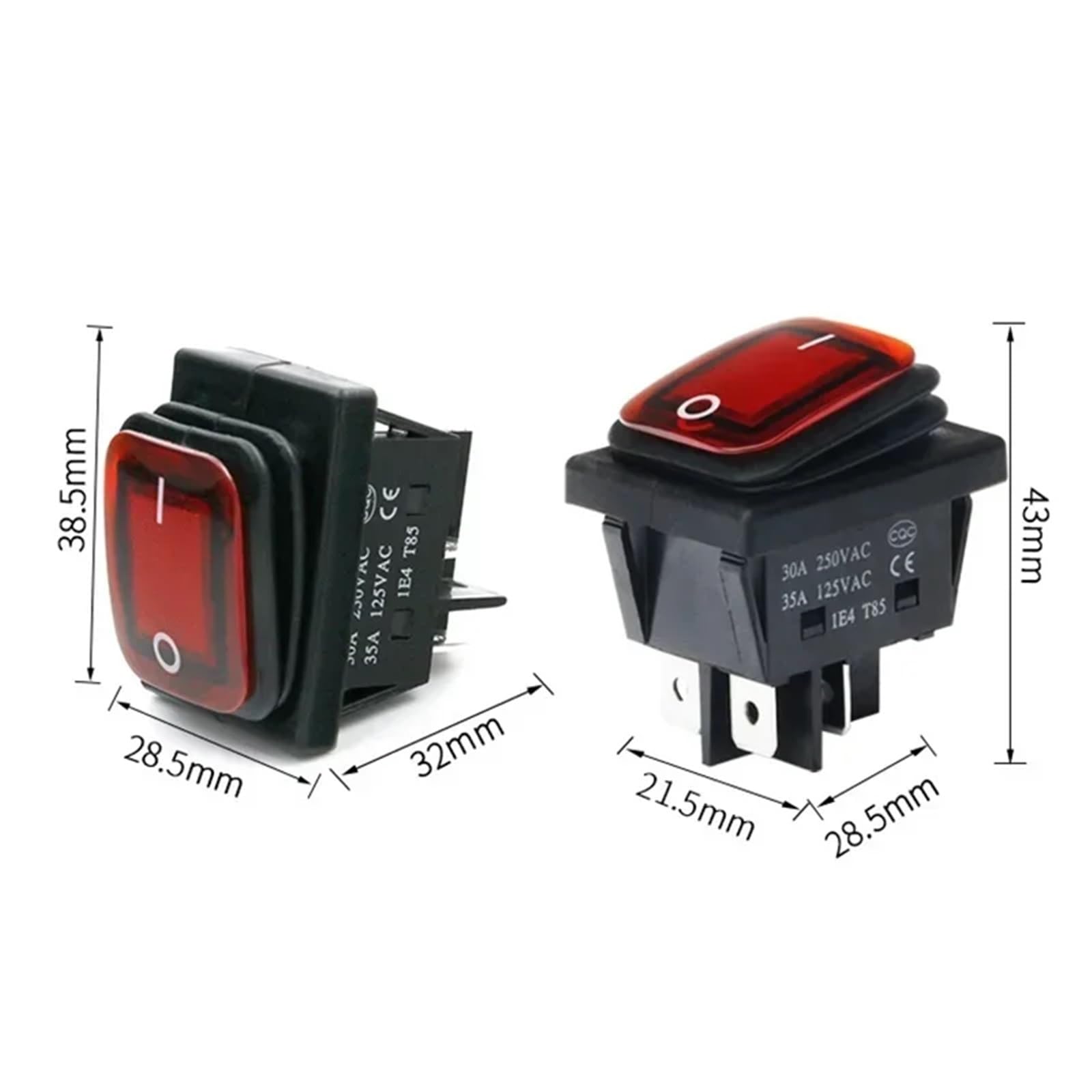 Łódź w kształcie wahadła, Zestaw 2 wodoodpornych przełączników kołyskowych KCD4 16A 4-stykowy WŁ./WYŁ. 12 V 220 V Światło LED do samochodu, łodzi, wielokolorowe(Yellow,2PCS-220V)