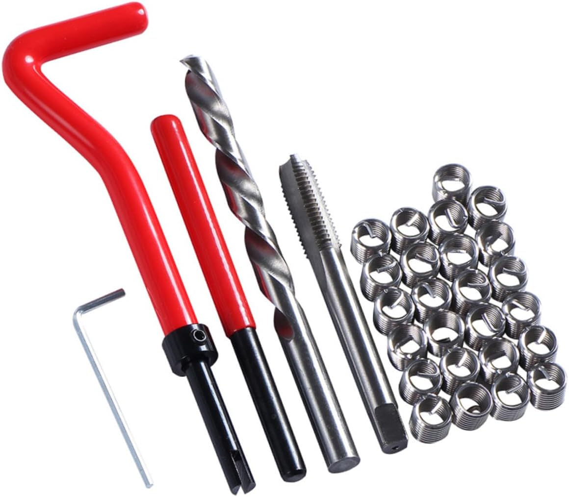 Vaguelly 30pcs Thread Repair Tool Professional Stripped Thread Repair Kit for Engine Maintenance and Automotive Applications Includes Wire Insert Tool