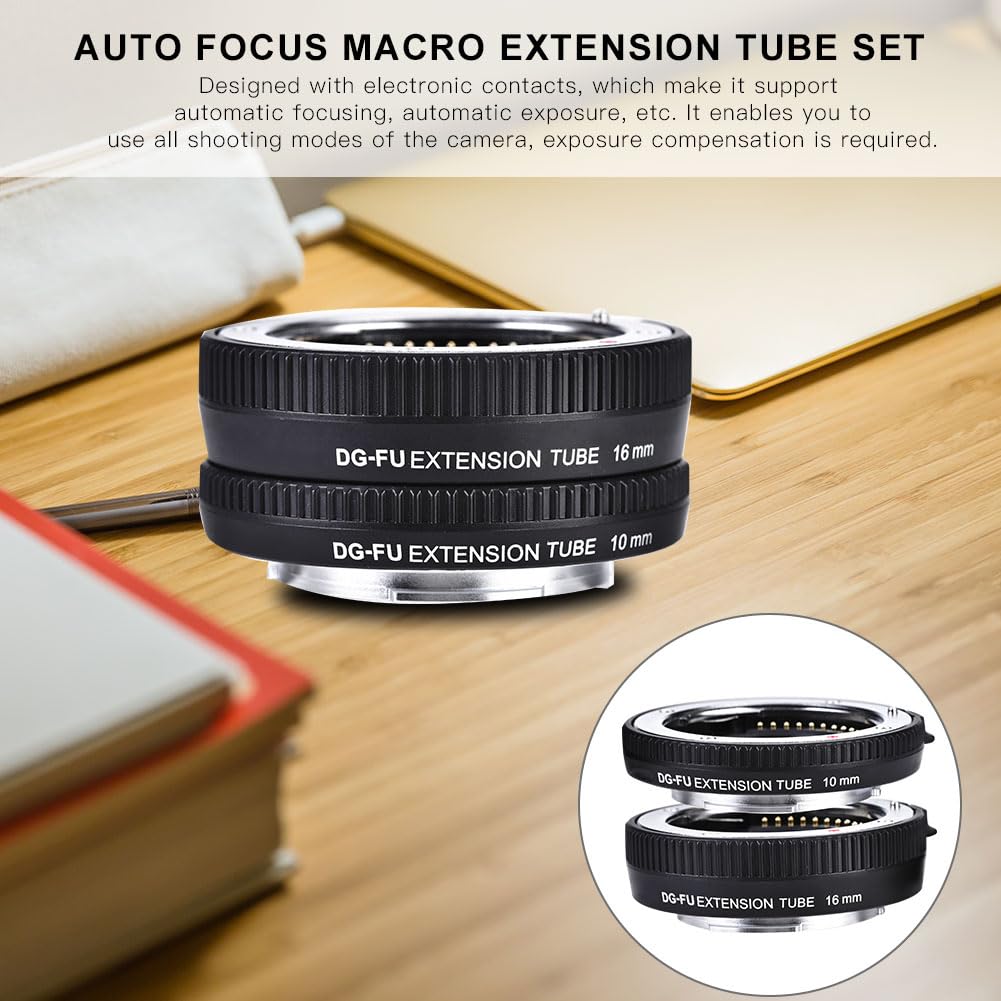 Juego de Tubos de extensión Macro de Enfoque automático de 10 mm + 16 mm para cámaras DSLR (DG-F U)