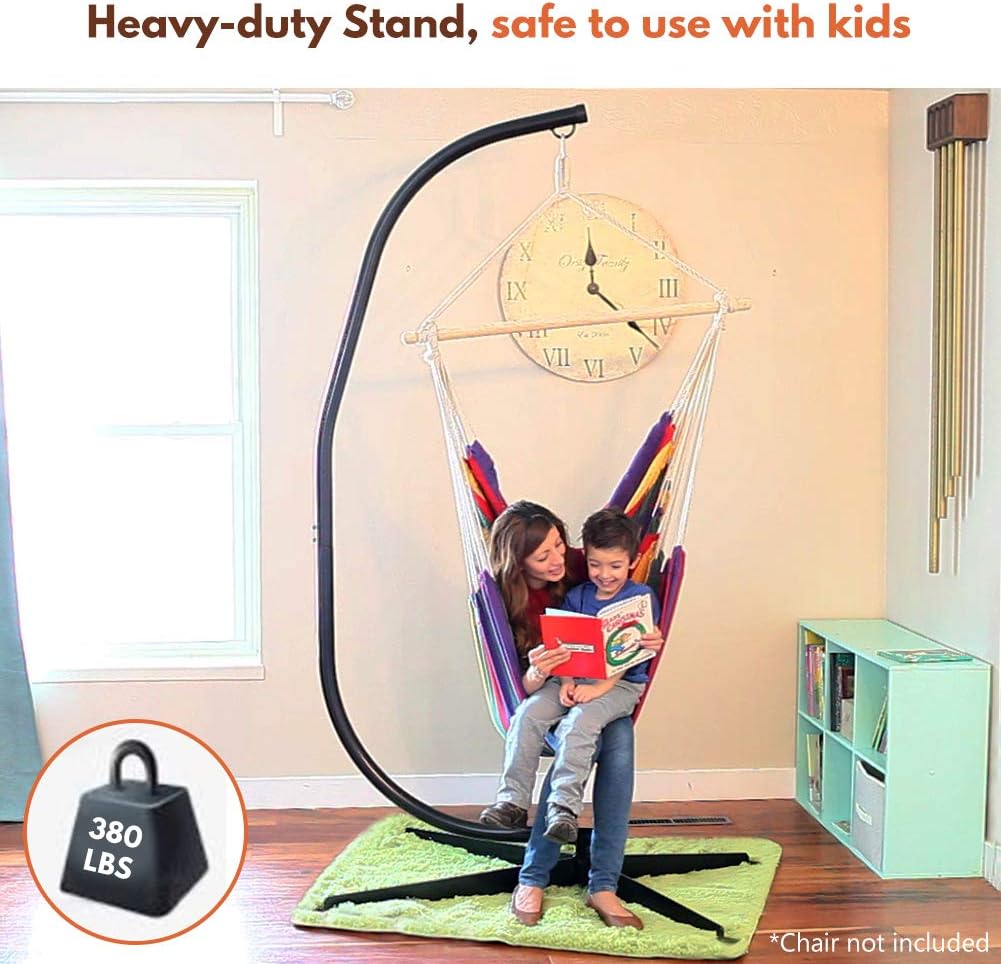 Zupapa C Hanging Hammock Chair Stand Only for Air Chair Porch Swing, Heavy Duty 380lbs Capacity, Rug, Pegs and Hook Included, Outdoor/Indoor Use : Patio, Lawn & Garden