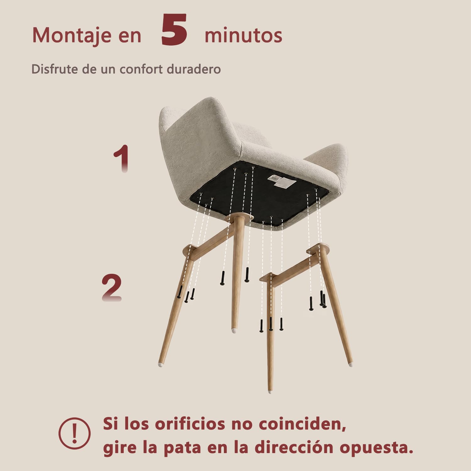 MEUBLE Cosy Juego de 4 Sillas de Comedor Escandinavo Sillón Tapizado en Tela con Reposabrazos Patas Metálicas para Cocina Salón
