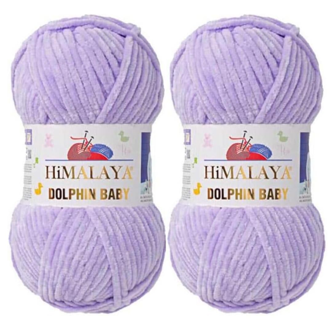 Himalaya Dolphin Baby Yarn 2 X 100g Skeins Super Bulky Yarn for Knitting/Crochet Ideal for Cardigans Shawls Blankets Hats and Home Textiles (2, 80305 Lilac)