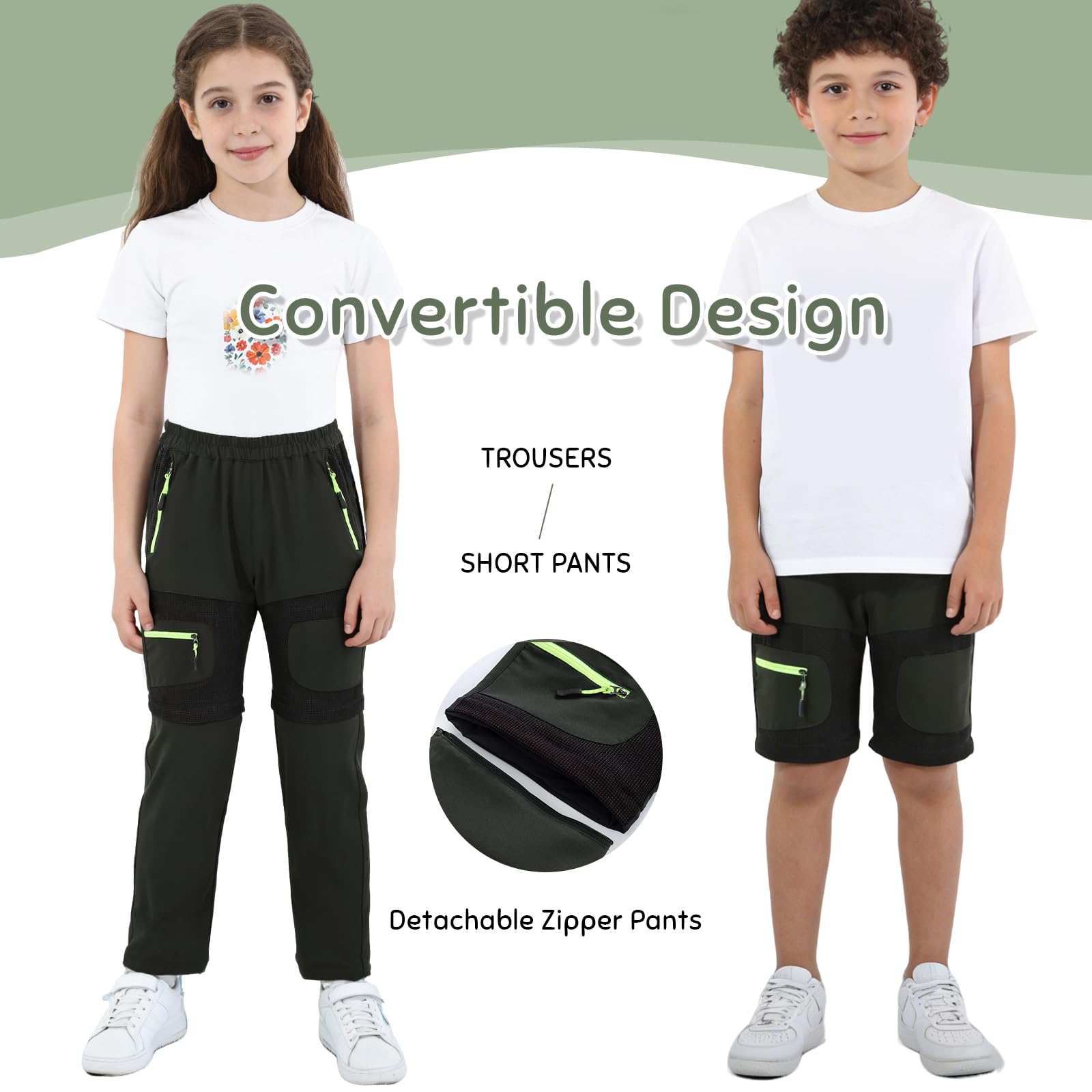 Kinder Wanderhose Jungen Mädchen 2-in-1 Zip Off Outdoor Trekking Hosen Sommer Schnelltrockner Hosen