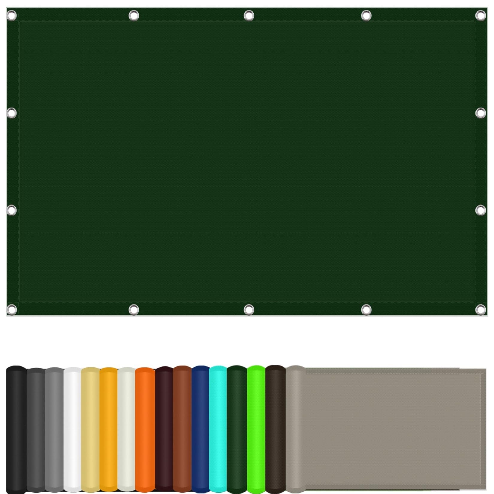 Voile d'ombrage rectangulaire vert foncé pour aménager un coin repas sur le toit