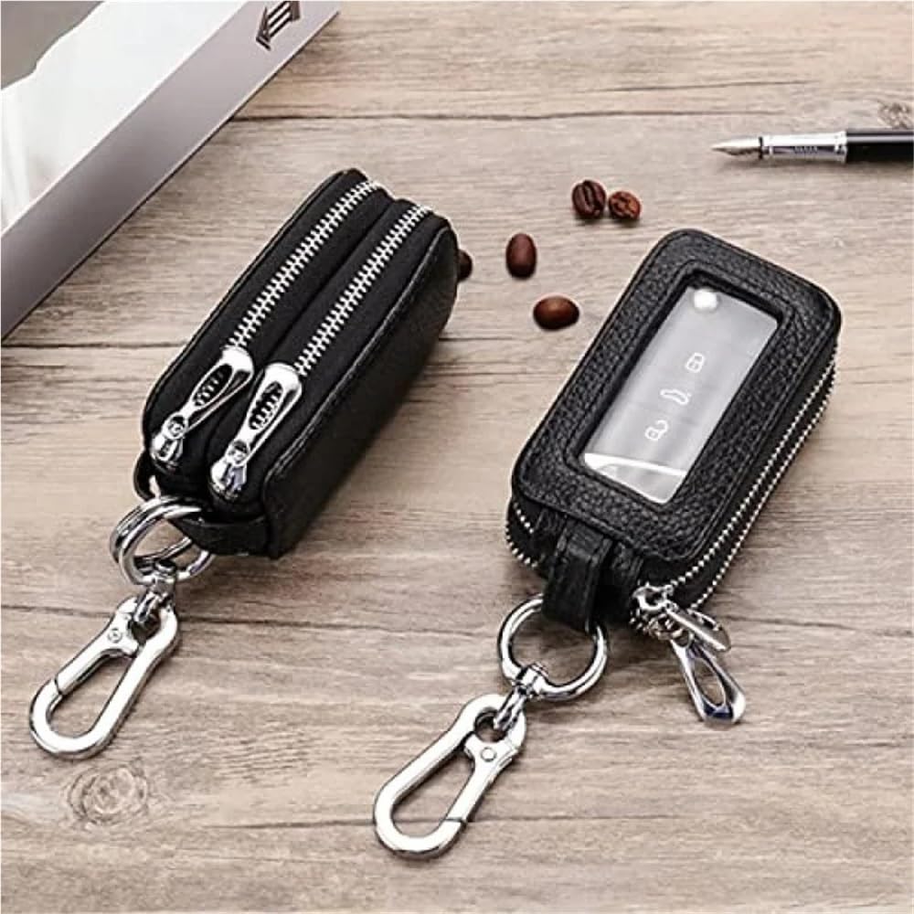 para Llave de Coche Funda para Llavero de Coche A+, de Piel auténtica, con cordón y Cierre de Seguridad en Color .
