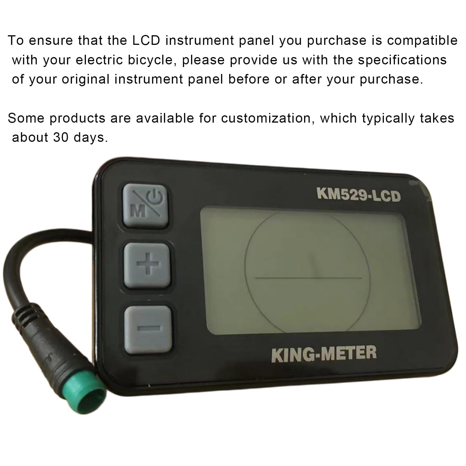 Écran LCD NULKOMMA pour vélos électriques KM529 : Compteur de Vitesse et écran pour vélo électrique 36 V / 48 V avec connecteur mâle étanche à 5 Broches et Panneau de Commande pour vélo électrique
