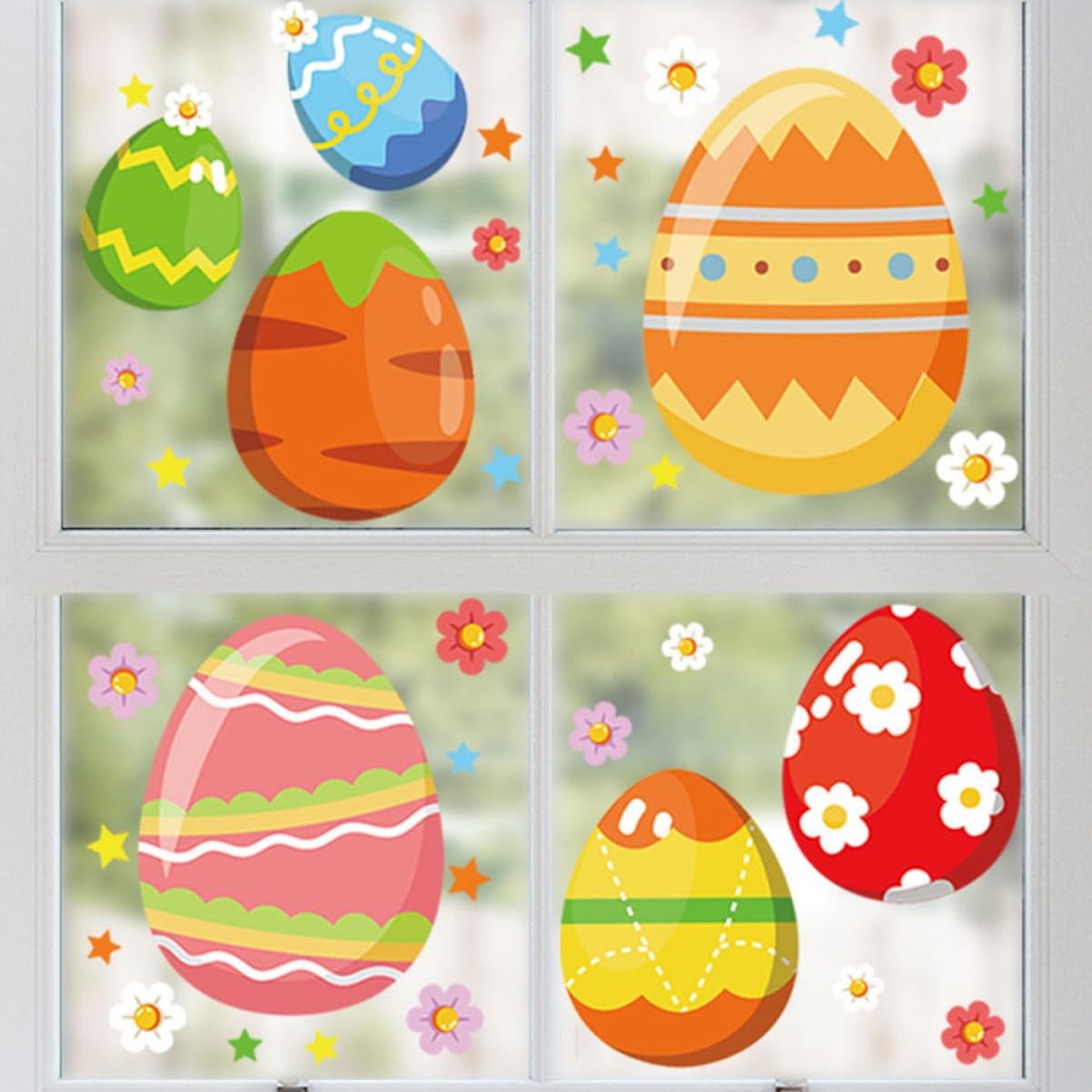 Cabilock 5 Juegos Etiqueta Del Festival Tinte De Ventana Para El Hogar Mini Decoración Pascua Decoración De Pascua Pegatina De Dibujos Animados Pegatinas En Las Ventanas 6 Hojas * 5