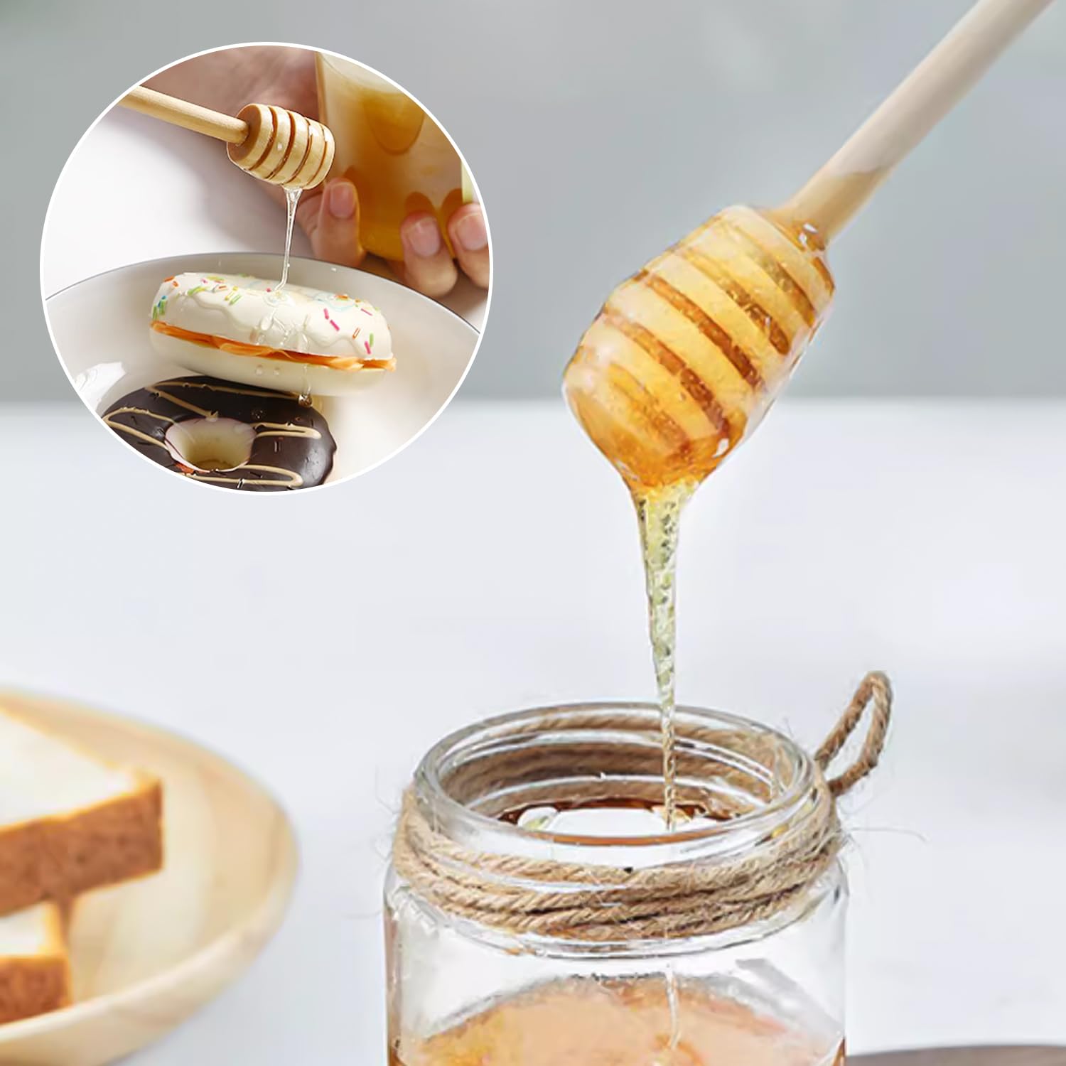 4 Cucchiai Di Legno Per Miele - Design A Nido D'Ape, Per Sciroppi, Marmellate E Latte Condensato - Foto 8