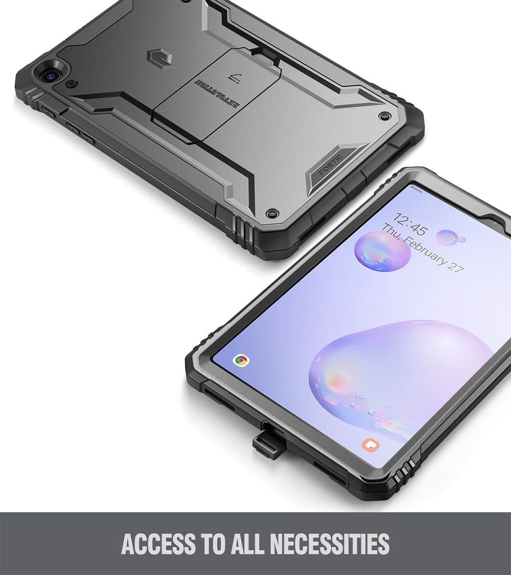 Poetic Revolution Series Designed for Samsung Galaxy Tab A 8.4 2020 Kickstand Rugged Case,Model SM-T307, Full-Body Heavy Duty Case, Built-in-Screen Protector, Black