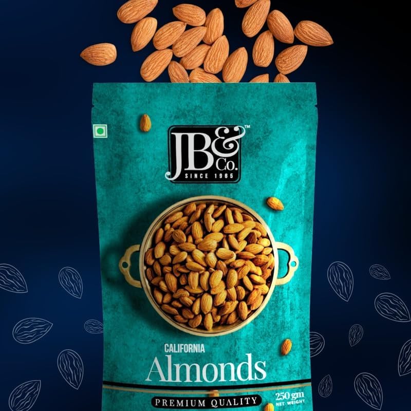 Image of JB&CO Premium California Almonds (Badam) 500g | Crunchy, Natural & Fresh | Rich in Protein, Fiber & Vitamin E | Healthy Dry Fruits Snack 250g X 2