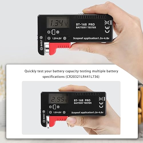 Miniatura 5 de Probador de batería LCD de 2 piezas, monitor universal para pilas de botón AA AAA, AAA, C, D, 1.5 V, 9 V, 9 V, probadores de nivel de vida de
