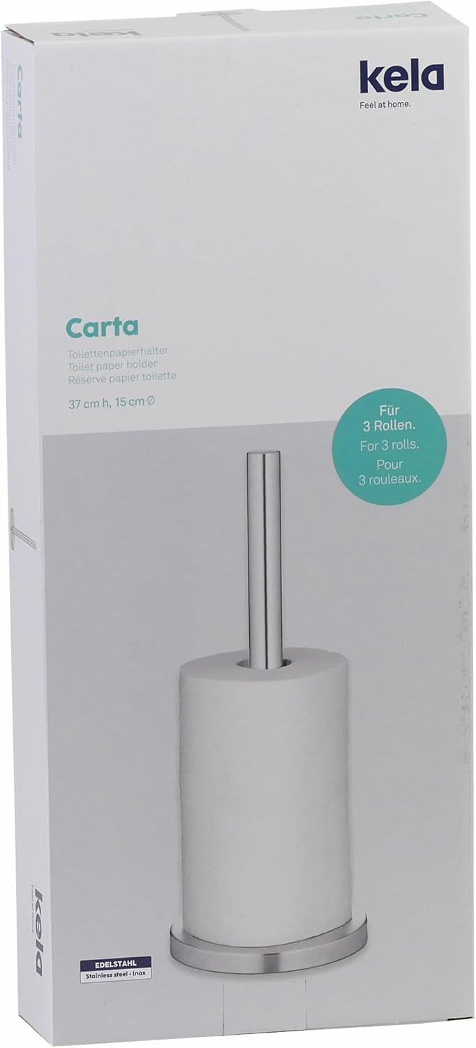 kela Toilet Paper Holder Carta of Stainless-Steel 15x37cm in Silver, 15 x 15 x 37 cm
