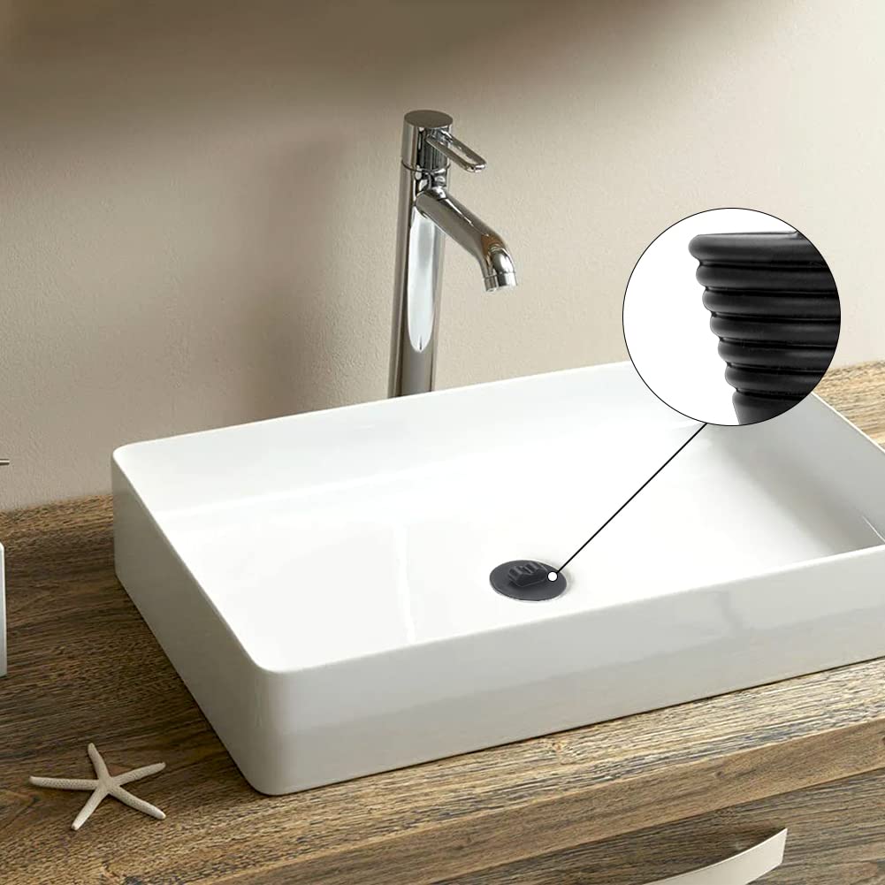 Tappo universale in silicone per lavabo, Confezione da 2 Scarico Lavabo Bagno Universale Pop up, Set di 2 tappi per scarico lavandino, per lavandino, lavandino, bagno, cucina (nero