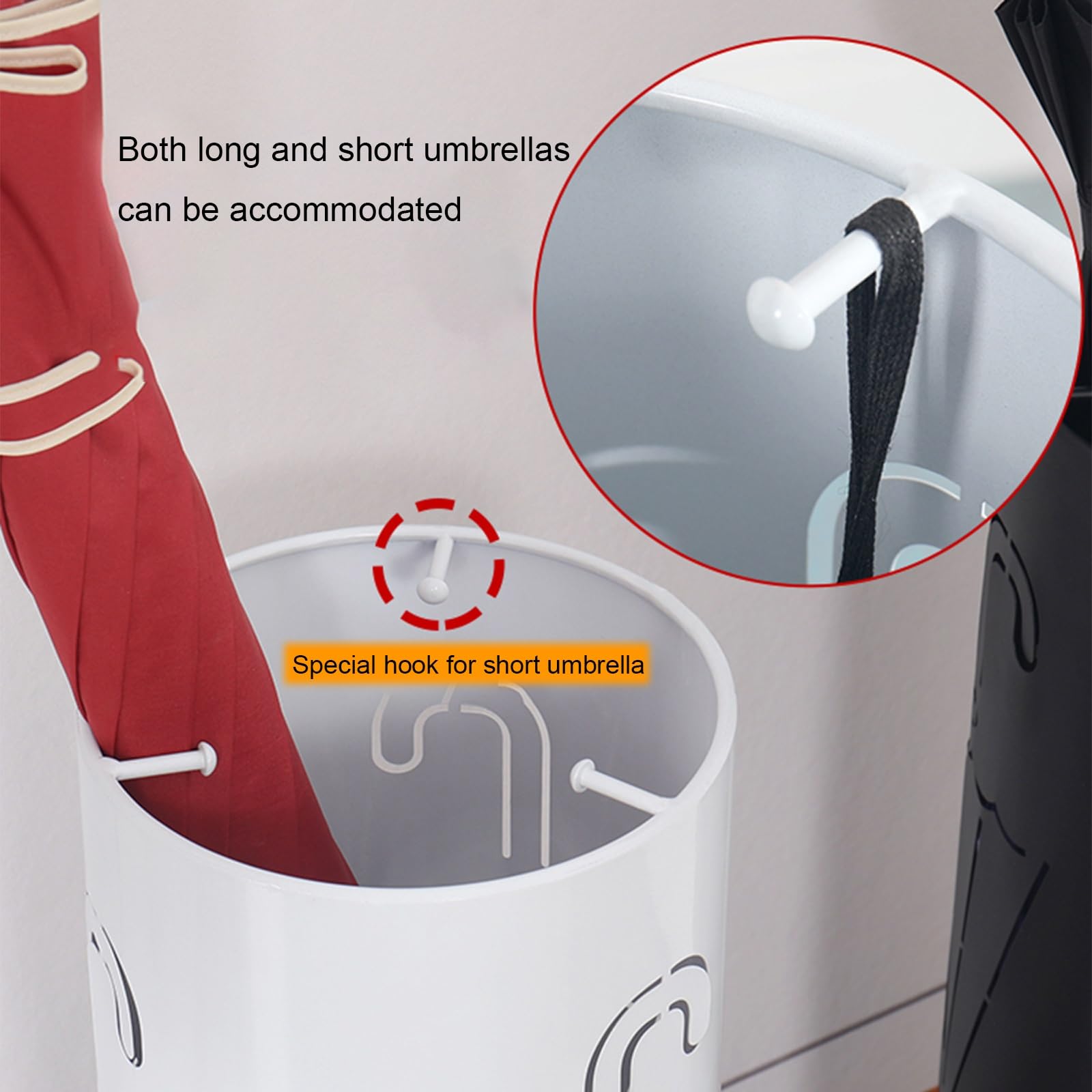 Porte-parapluie Métallique Debout - Design Rond Creux, Pour Entrée, Bureau, Hôtel - Séchage Rapide - 10