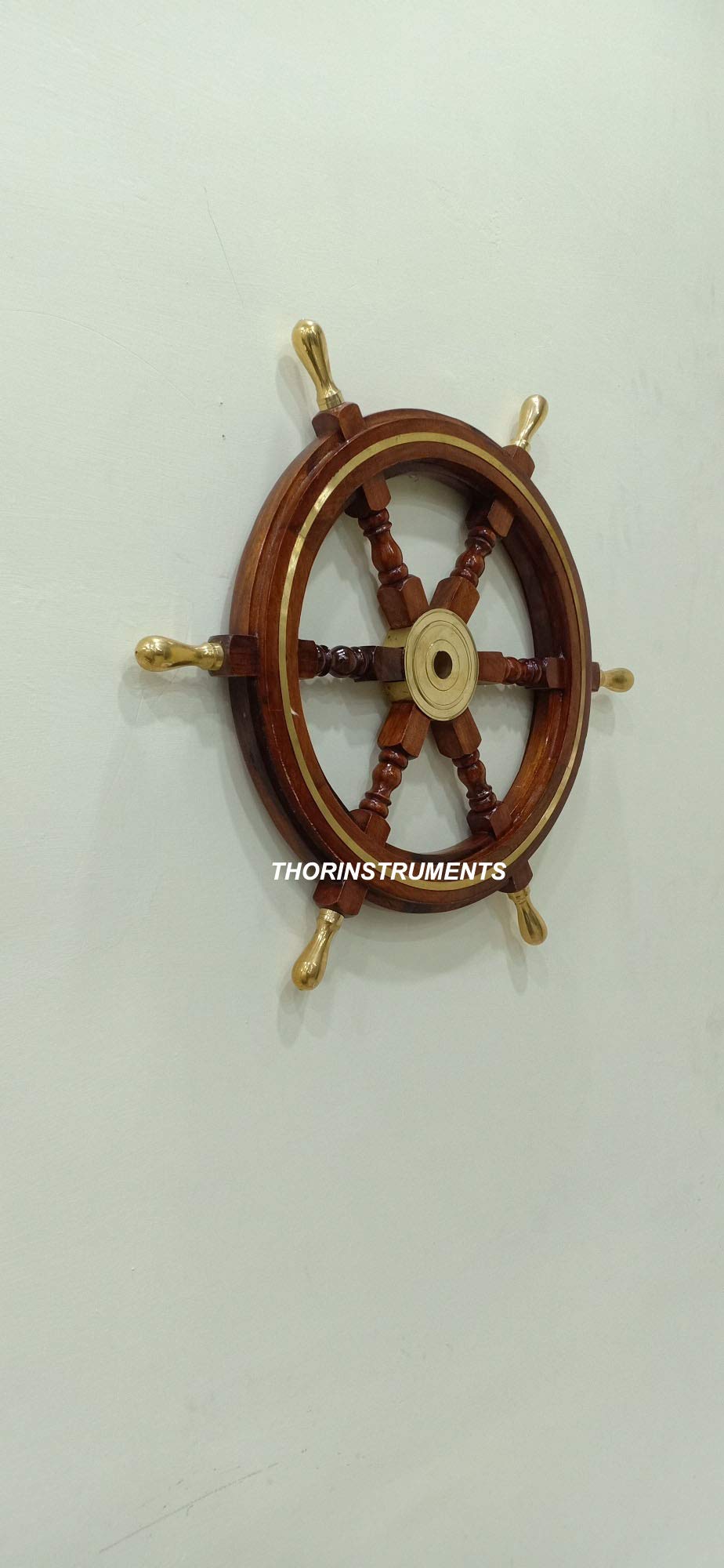 ThORINSTRUMENTS (mit Gerät) Nautischer Messinggriff Lenkrad Schiffsrad Piraten-Captain-Rad Heimdekoration 45,7 cm