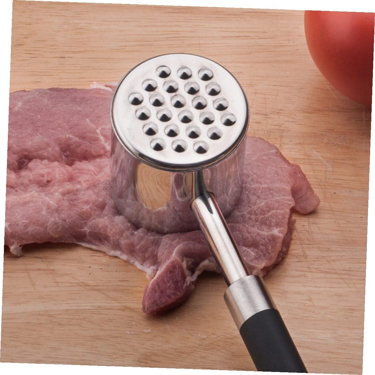 Stainless Steel Meat Tenderizer Mallet with Dual-sided Hammer, Non-slip Black Handle Kitchen Meat Pounder for Beef, Pork, Steak, Household Cooking Tool