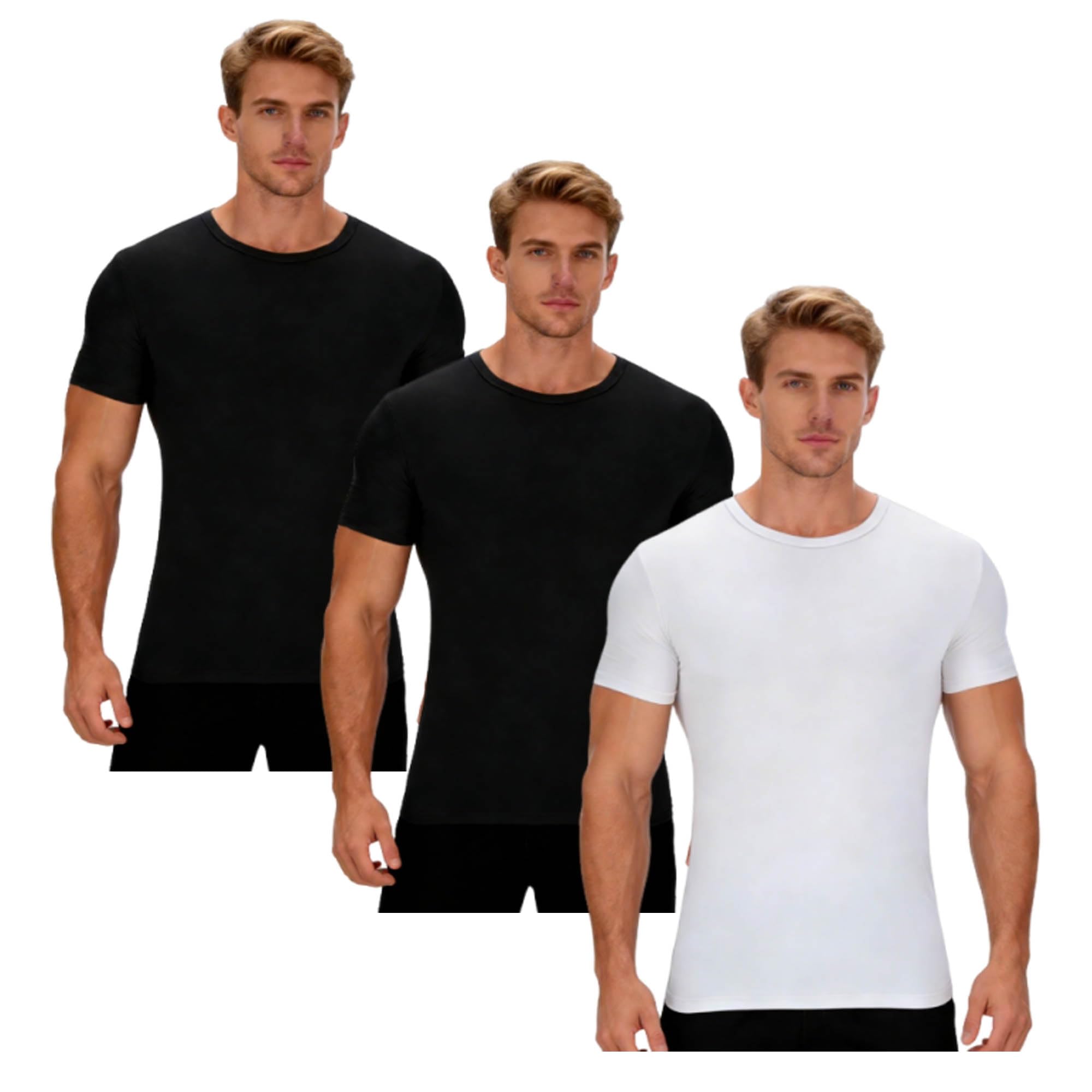 3 Pack Mens T Shirt Breathable Tshirt Summer T-Shirts Lightweight Tshirts Basic Tops Athletic Tee Plain T Shirts Plus Size Sport Shirts Workout Outfit Casual Sportswear M-5XL Black White XL