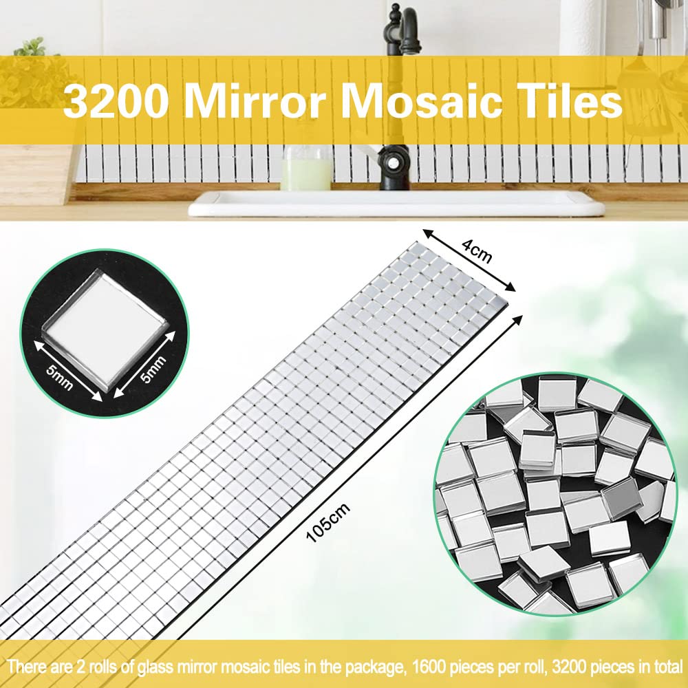 Piastrelle Mosaico Predefinite QHFlashbuy 4392 Pezzi Piastrelle Mosaico Vetro,Mini Mosaico Piastrelle Autoadesive Quadrate,Mosaico A Specchio Autoadesivo Per DIY Artigianato Piastrelle Mosaico Adesive Prezzi