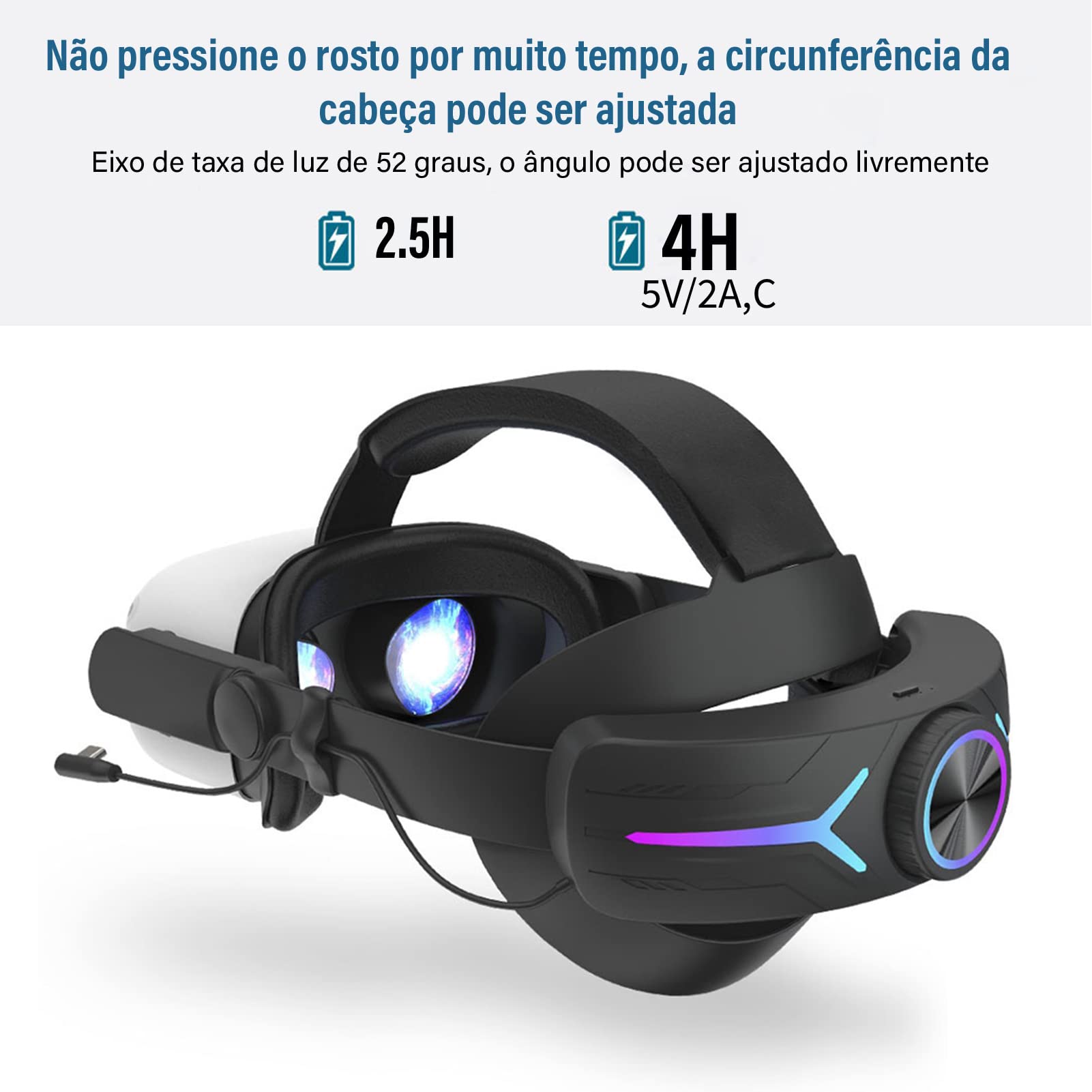 Faixa de cabeça para Meta/Oculus Quest 2, acessório de faixa de