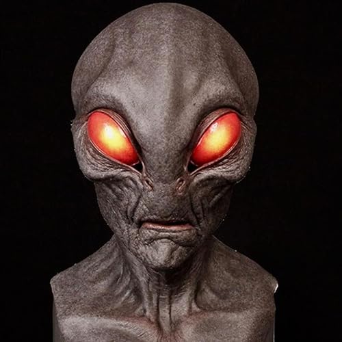 Miniatura 2 de Tiydiygo Máscara de extraterrestre realista 3D, funda de látex visible para Halloween, accesorio de fiesta (B)