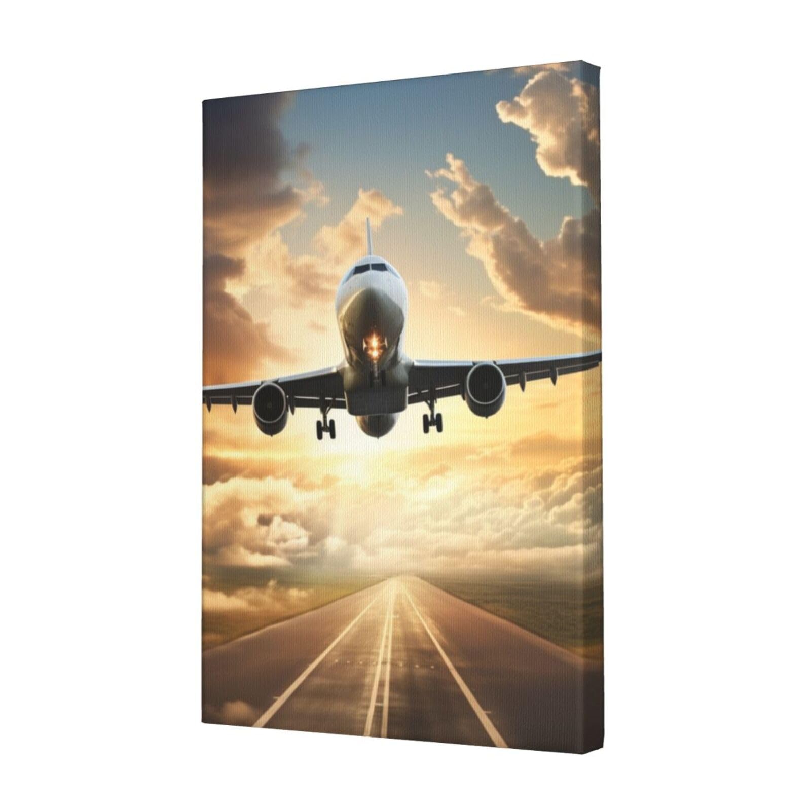 FodPand Airplane Canvas Wall Art for Living Room Wall Decor 12"x18" Modern Artwork Painting Pictures Hanging Canvas Prints Aesthetic Wall Art for Bedroom Bathroom Office Wallart Decor