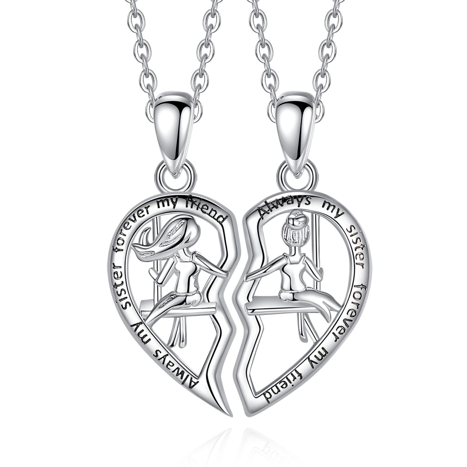 AEONSLOVE Collana Sorella in Argento Sterling 925 Ciondolo Migliori Amiche per 2 Gioielli Regalo Compleanno Anniversario per Amicizia Sorella, Catena da 45,7 CM