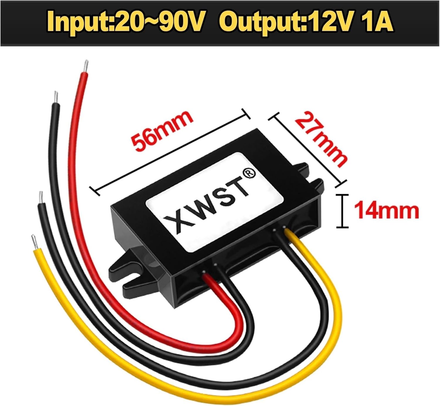 DC DC Converter 20-90v 24V36V48V60V72V to 12V Module 1-24A Power Inverter Buck Adapter Voltage Regulator for Car(1A ABS Platisc S)