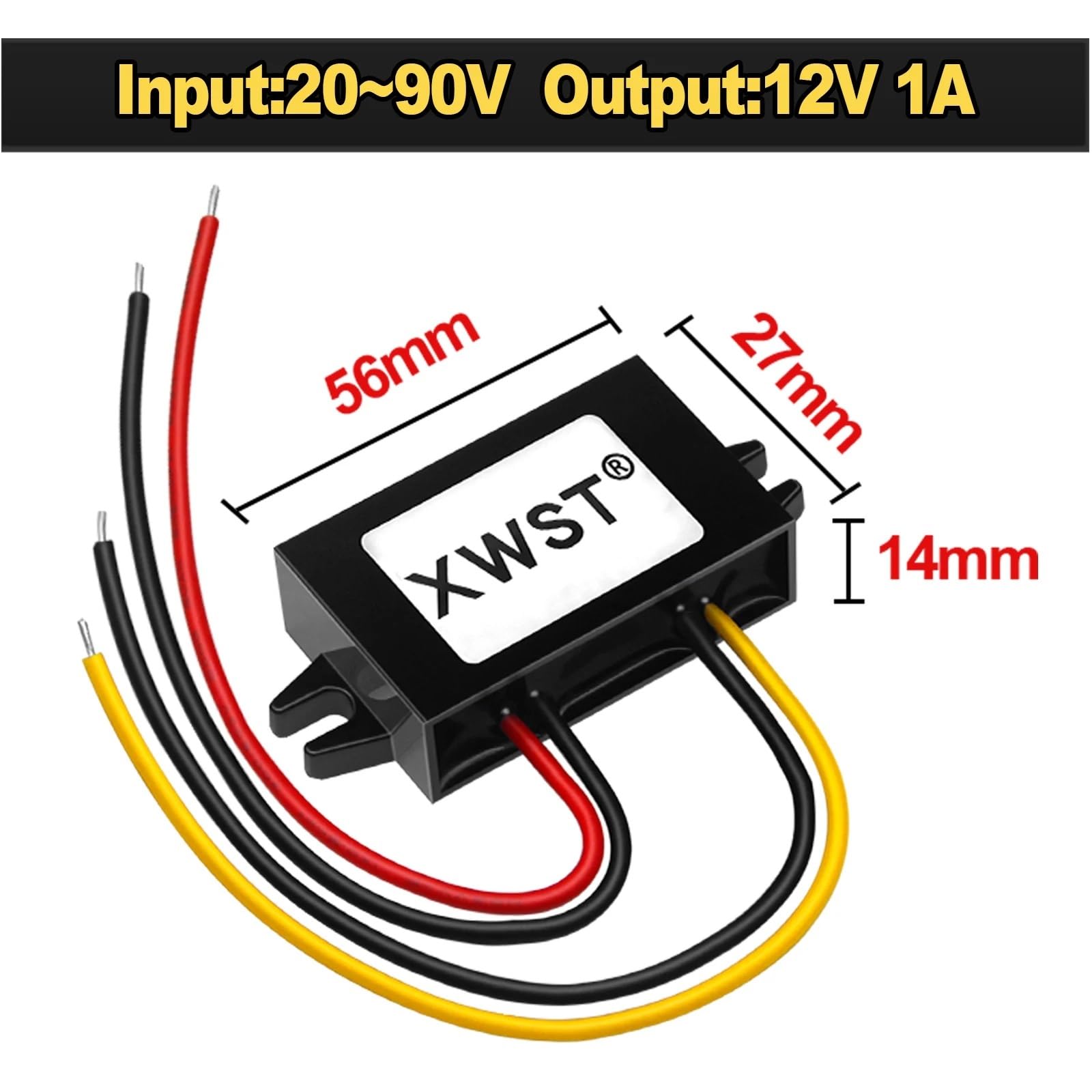 20-90v 24V36V48V60V72V DC Converter to Moduł 12V 1-24A Przetwornica Prądu Regulator napięcia Adapter do samochodu (1A ABS Platisc S)